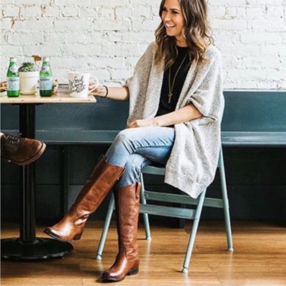 Frye Shoes - Frye Melissa Button Leather Riding Boots cognac